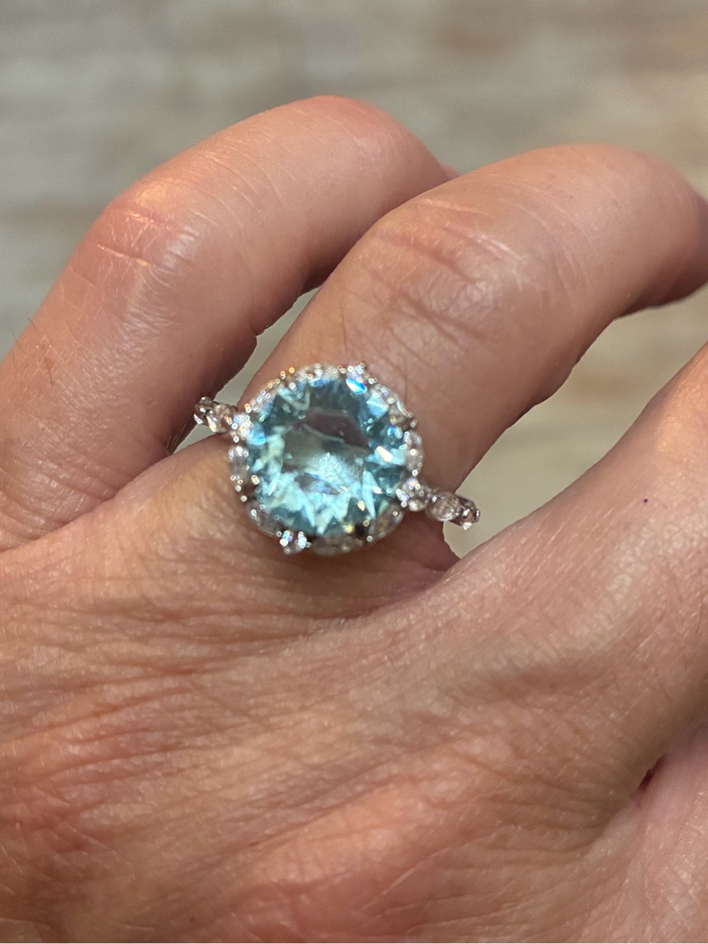 NWT Bomb Party 3002 Lab Created Light Aquamarine Size 7 Sterling Silver